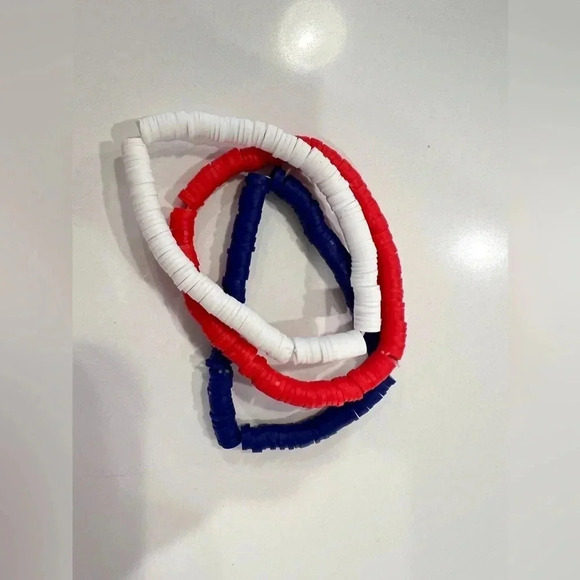 Red White and Blue Beaded Bracelets New With Tags - Picture 2 of 3